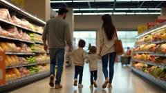сім'я іде по супермаркету