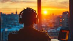 хлопець слухає музику