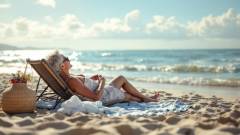 пенсионерка на пляже